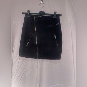 Black Mini Skirt with Zipper Details